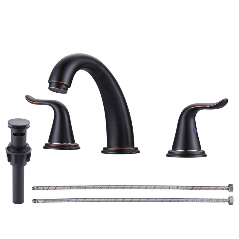 Robinet de salle de bain surdimensionné à 3 trous avec poignées doubles, Bronze huilé