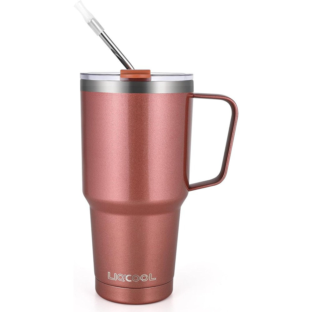 LiqCool 20 Oz Travel Coffee Mug, Vacuum Insulated Coffee Mug, Stainless  Steel Tumbler with Handle, Coffee Tumbler with Lid Straw, Keep Cold 12H,  Cup