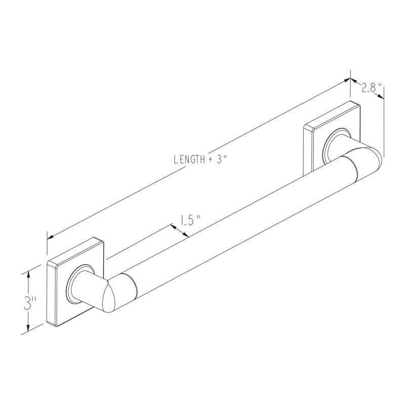 Lineal Grab Bar, 16" W, Polished Nickel