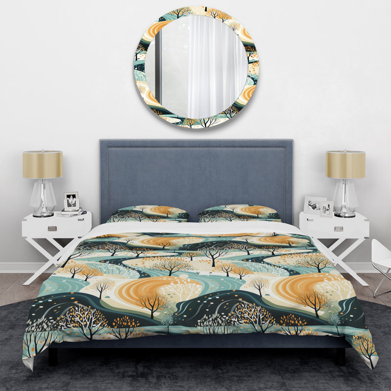 Ensemble de housse de couette Botanical Forest, Housse de couette simple + 1 taie décorative stan
