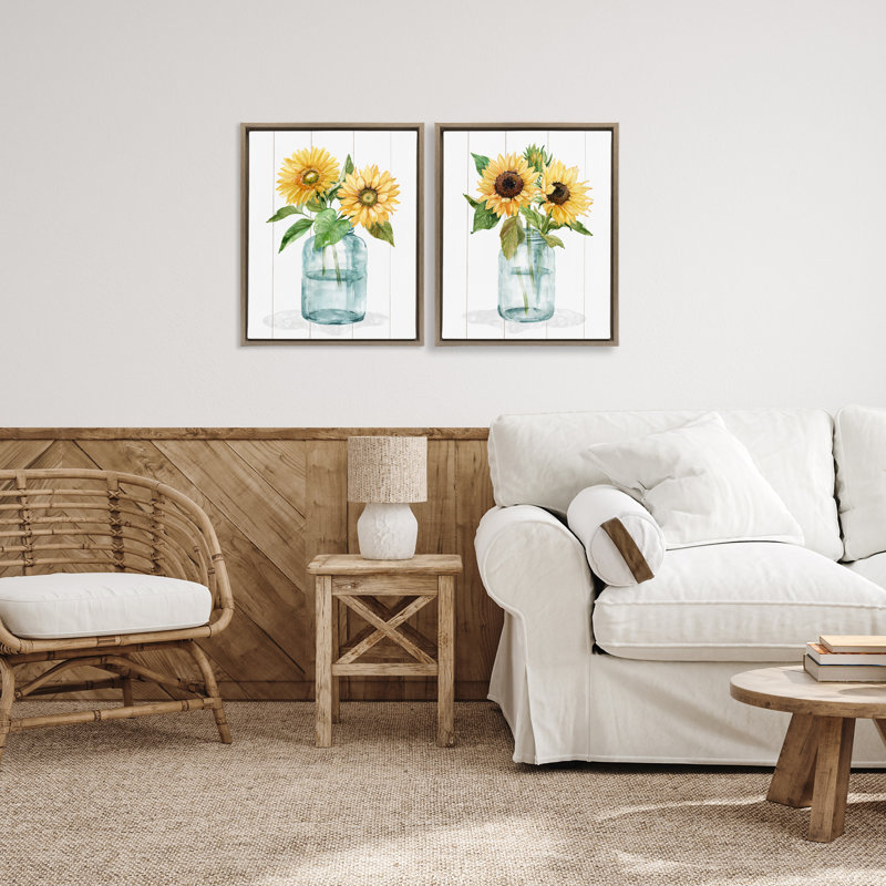 Ensemble de cadres flottants 2 pièces Sunny Day Sunflowers, design par Livi Finn, H 21 po x l 17 po