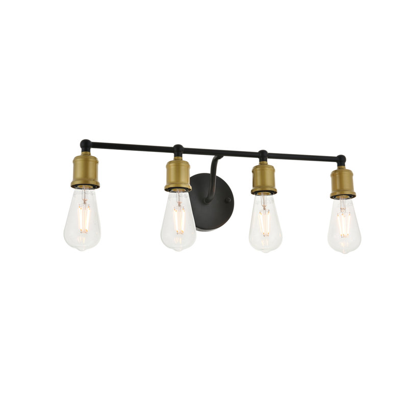 Applique à bras à intensité variable Sumas, Laiton / Noir, Quatre lumières, H 5,6 po x l 22,1 po x P 22,1 po