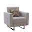 Fauteuil l 33,5 po en tissu de lin avec pieds en métal, poches latérales et coussin