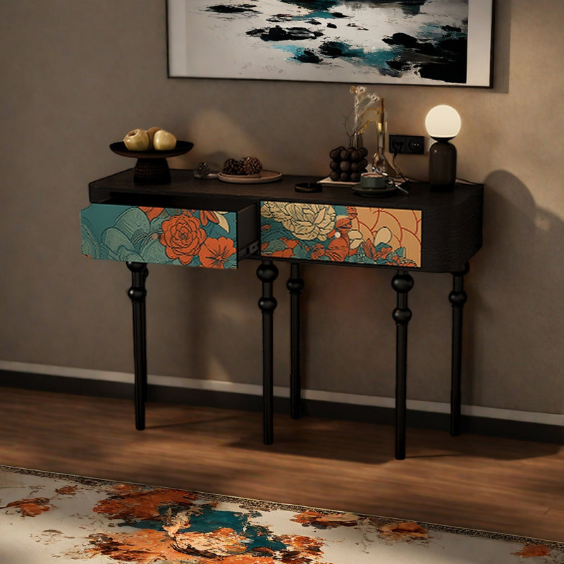 Artistic solid wood console table