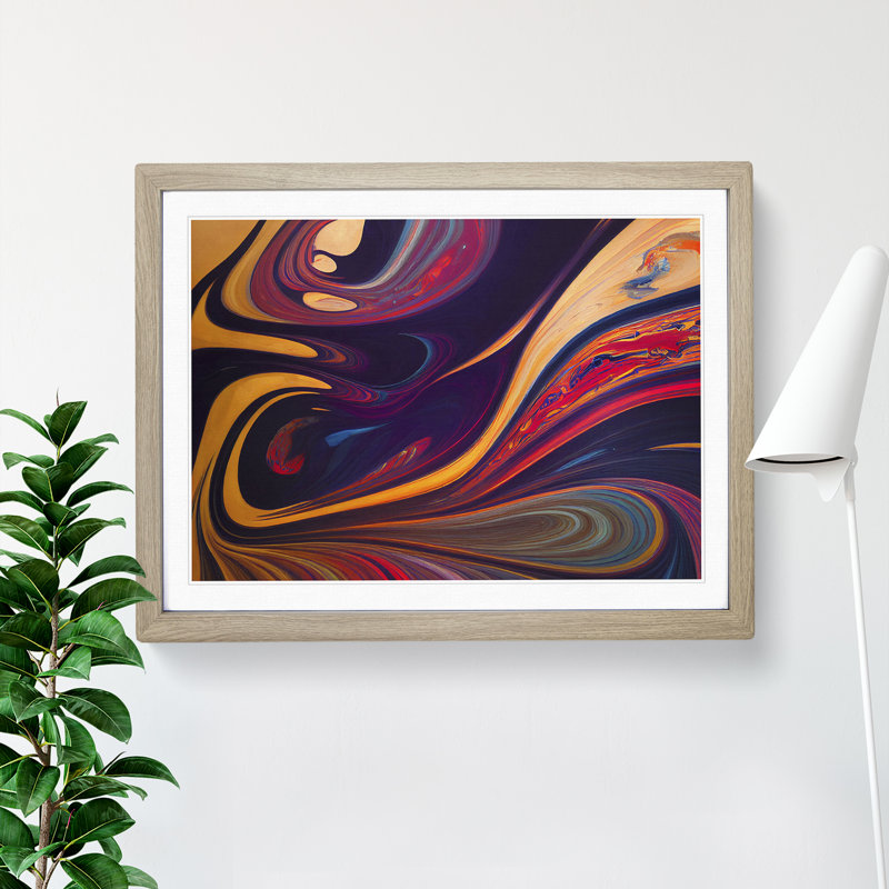 Abstract Marbling Art Vol.3 - Framed Print, 34cm H x 46cm W x 2cm D, Oak