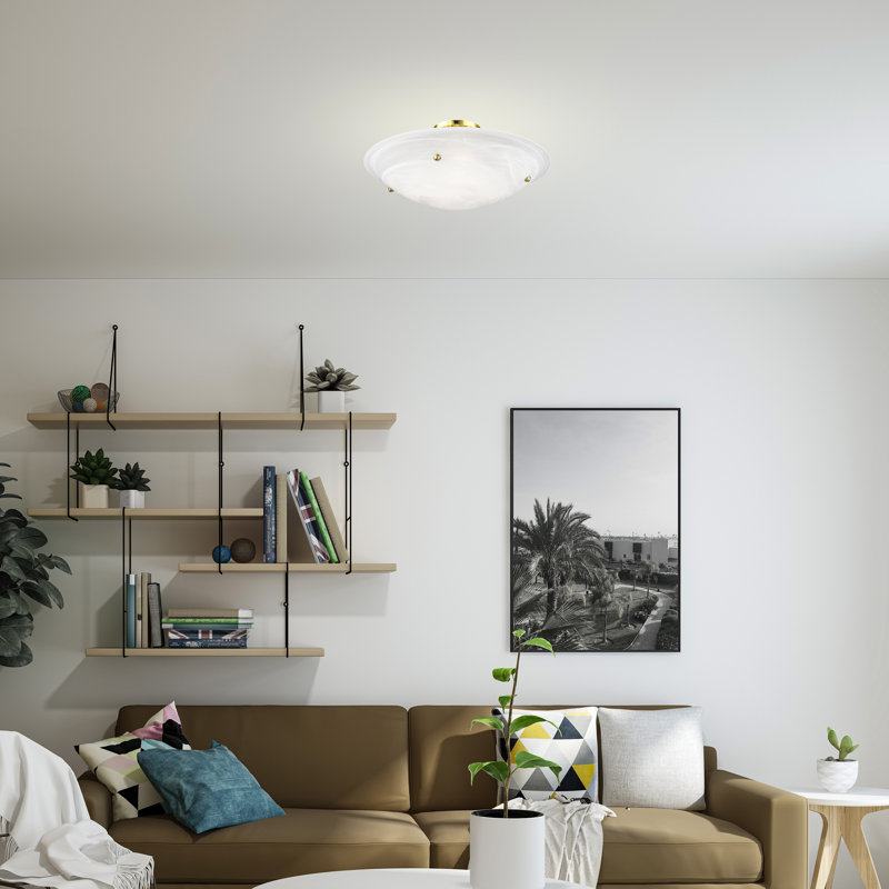 Plafonnier semi-encastré 4 lumières 24 po Aneudi, Laiton poli