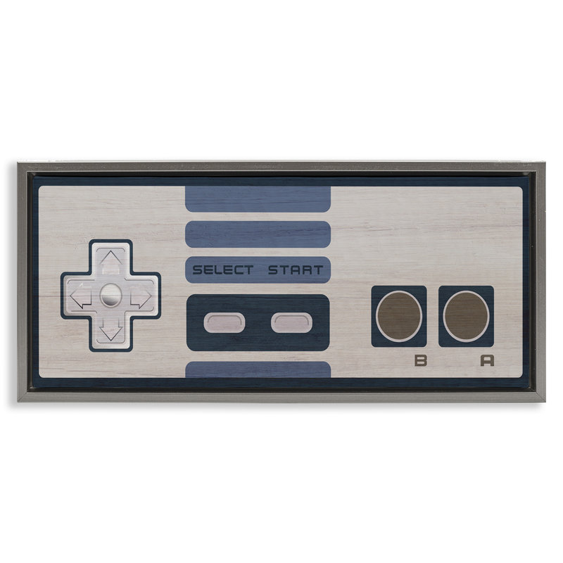 Système de jeu vidéo rétro, Cadre flottant gris lustré, H 14 po x l 31 po