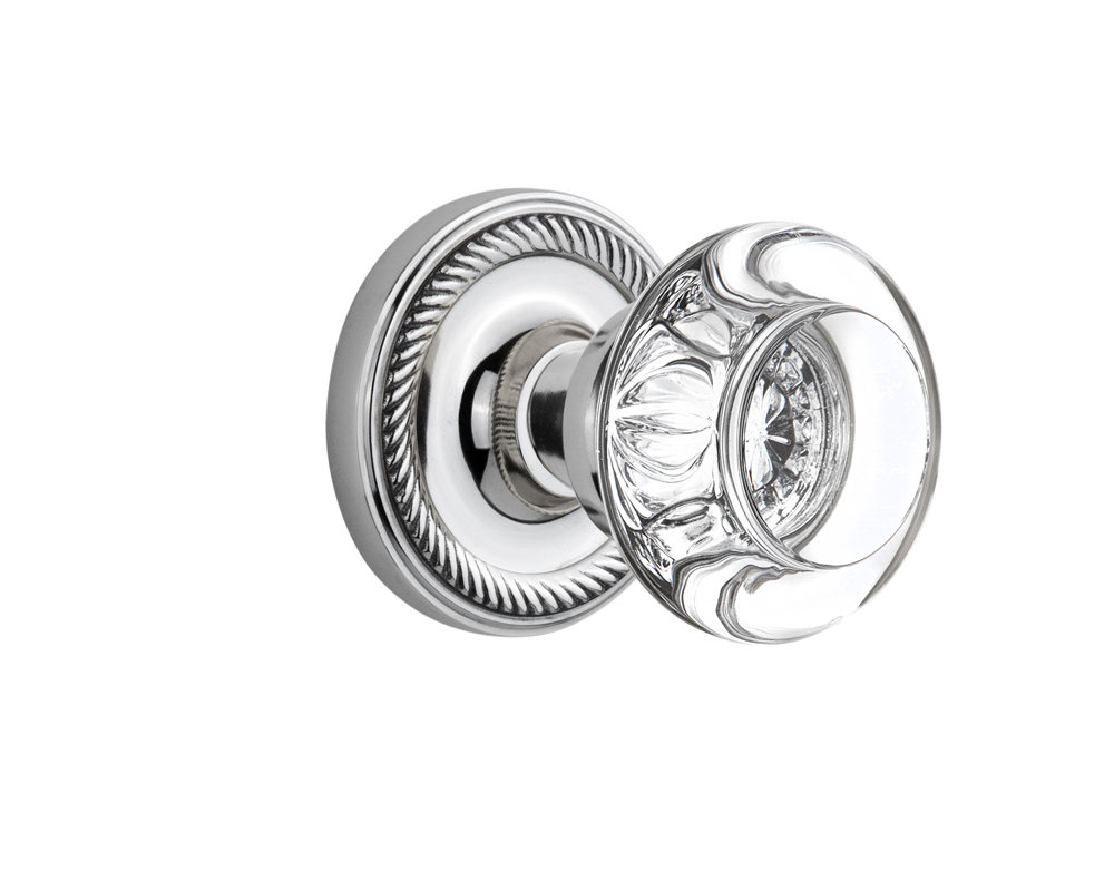 Rope Rosette with Round Clear Crystal Door Knob Nostalgic Warehouse 