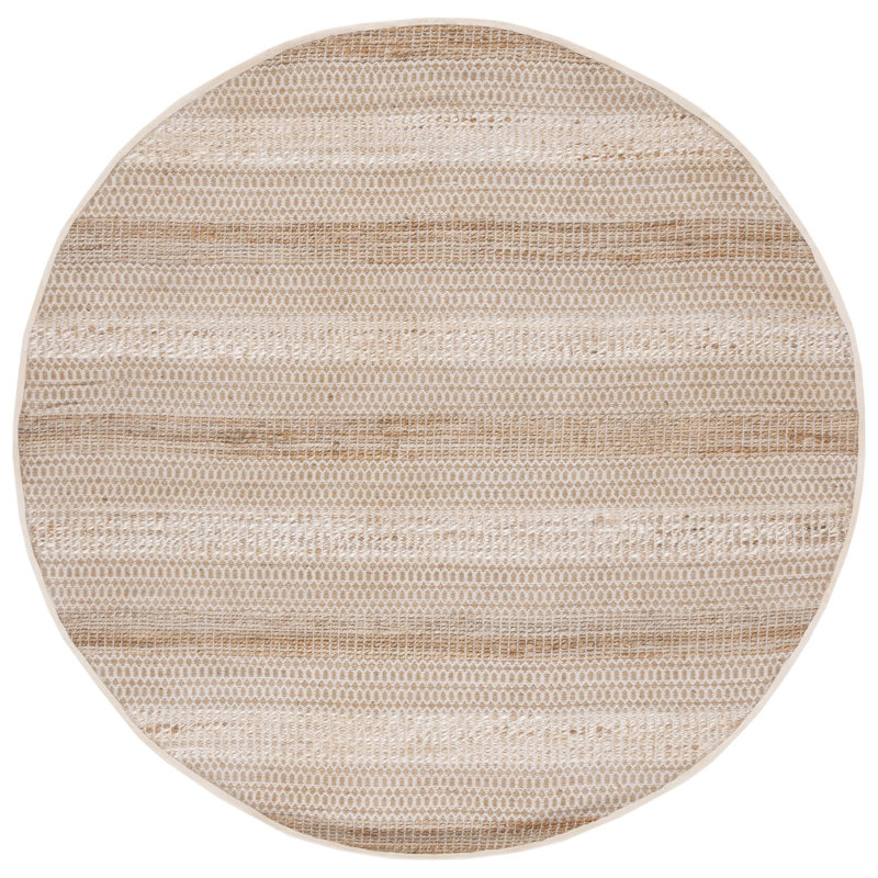 Sorrell Geometric Flatweave Ivory/Natural Area Rug, Round 7'