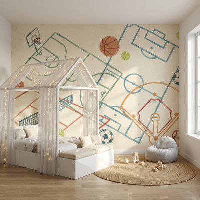Papier peint décoratif abstrait géométrique Sports
