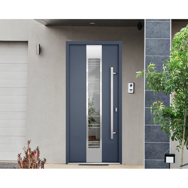 Deux portes d'entrée avant pré-montées en verre transparent gris Deux, Côté gauche