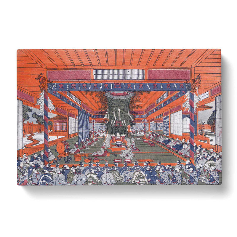 Temple by Utagawa Toyoharu - Wrapped Canvas Print, 40cm H x 60cm W x 3cm D