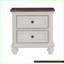 Blanc antique Table de chevet traditionnelle 2 tiroirs brun-gris