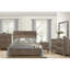 Cadre de lit double en bois brun rustique, ameublement de chambre à coucher avec tête de lit et rails, sommier requis, indispensable, indispensable, exigé et mobilier extraordinaire requis