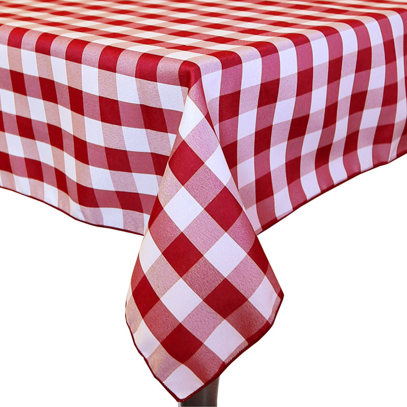 Gracie Oaks - Rectangular Polyester Gingham Checkered Tablecloth, Red/White, 90" x 60", 1