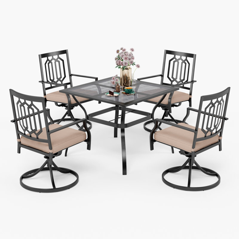 4 - Person Patio Dining Set with Square Table , Cushions Included