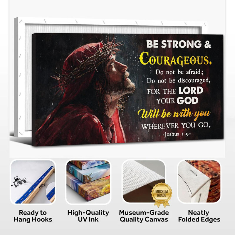 Art mural Jésus - Jésus inspirant, décoration murale avec écriture, art mural chrétien sur toile pour le salon, art sur toile tendue encadrée, 20 po x 40 po