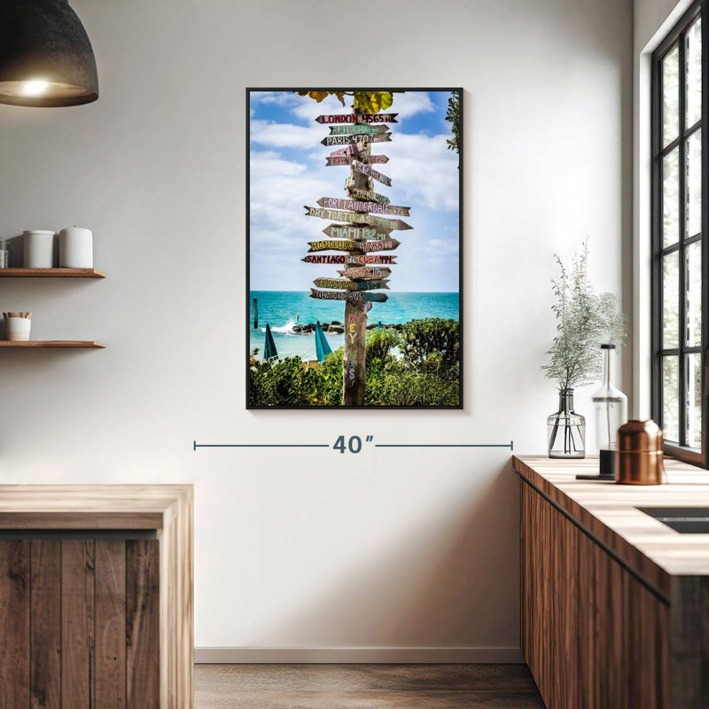 Key West Destination Signs, Floating Frame Black, 27" x 40"
