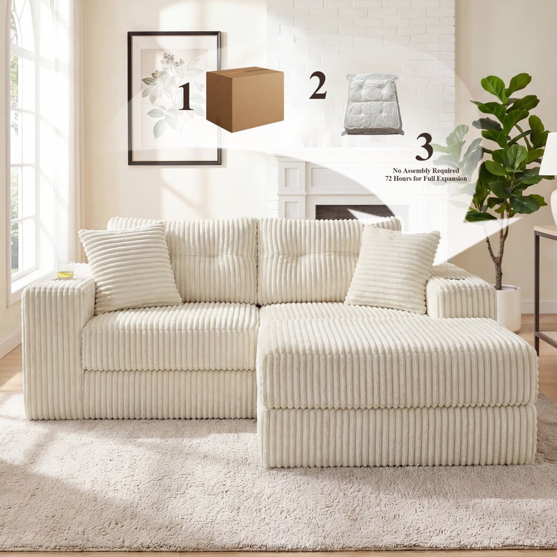 3 Seater Velvet Sofa, Cream
