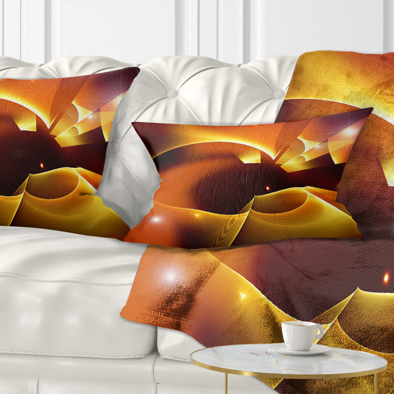 Motif fractal jaune chaud et rouge - coussin imprimé abstrait
