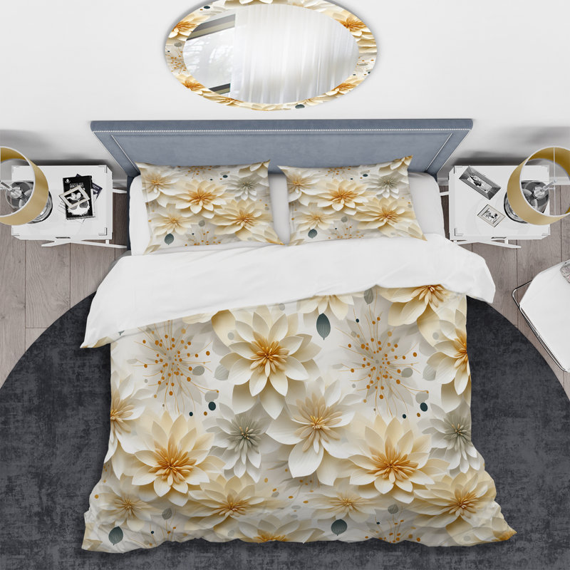 Literie à motif d'œillets, fleurs de mandalas et bohème, Housse de couette simple + 1 taie décorative stan
