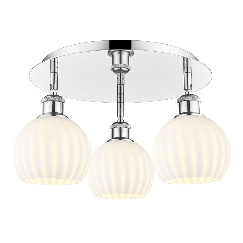 Baxman Glass Semi Flush Mount, Polished Chrome, 9'' H x 17.75'' W x 17.75'' D