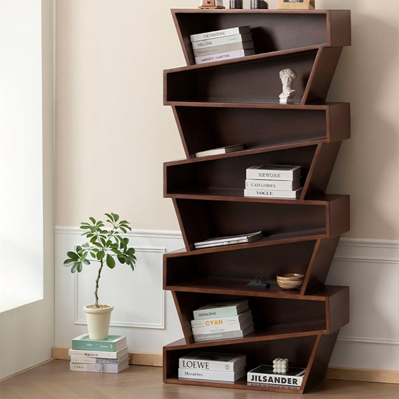 Bibliothèque standard en bois massif Nut-Brown, (8 tablettes) H 66,93 po x l 39,37 po x P 11,02 po