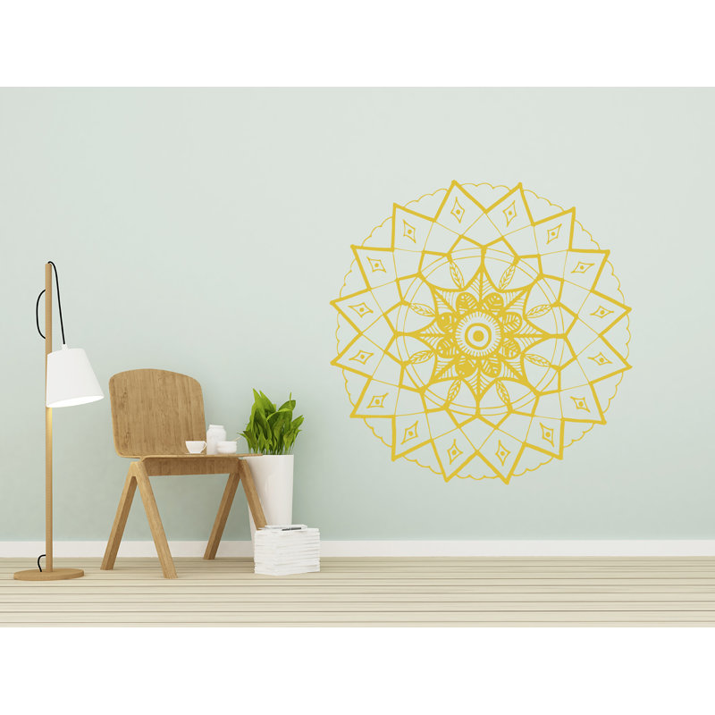 Adhésif décoratif mandala yoga, H 42 po x l 42 po, Doré
