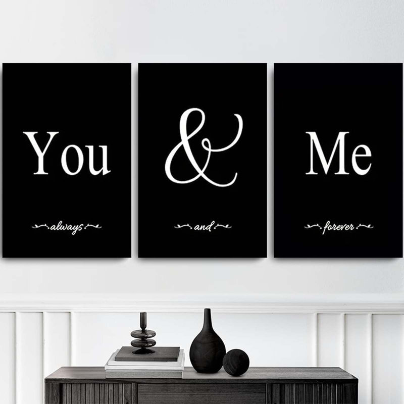 3 Piece Wrapped Canvas Print, Black/White