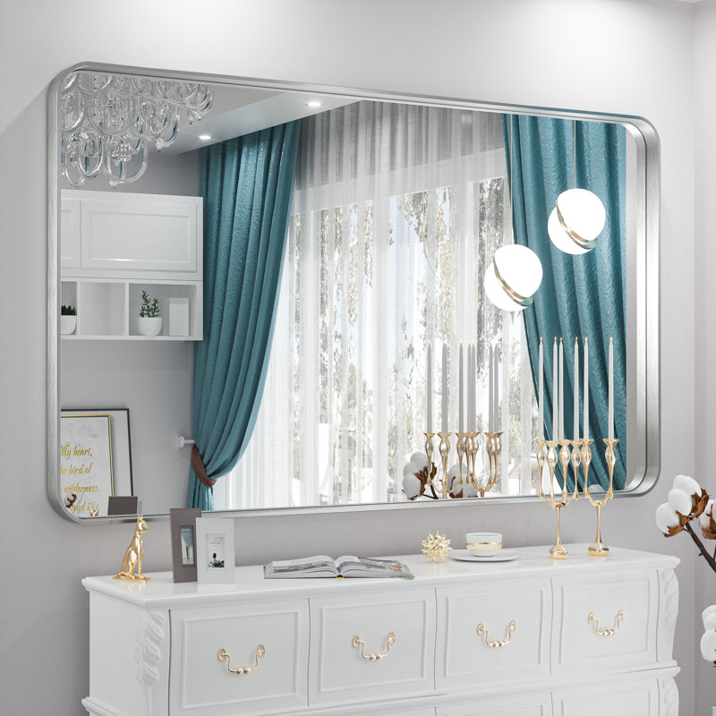 Miroir d'appoint Tyro, 72 po x 36 po, Rectangulaire, Nickel