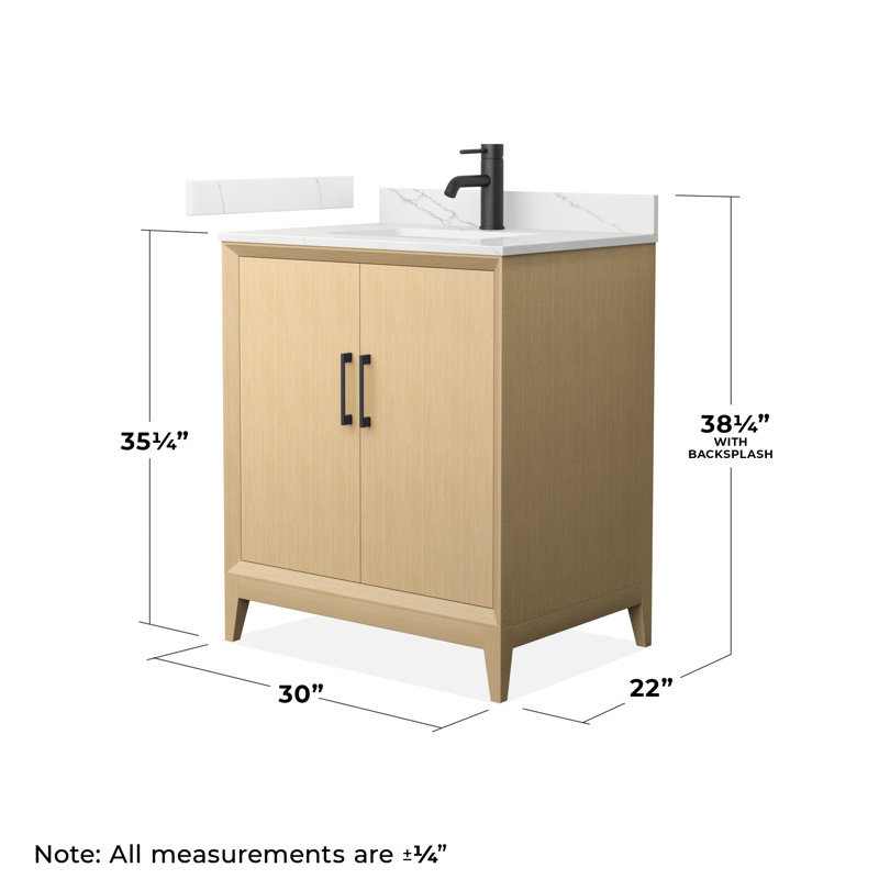 Janna 30" Freestanding Single Bathroom Vanity with Quartz Top, Giotto Quartz, Single, Matte Black