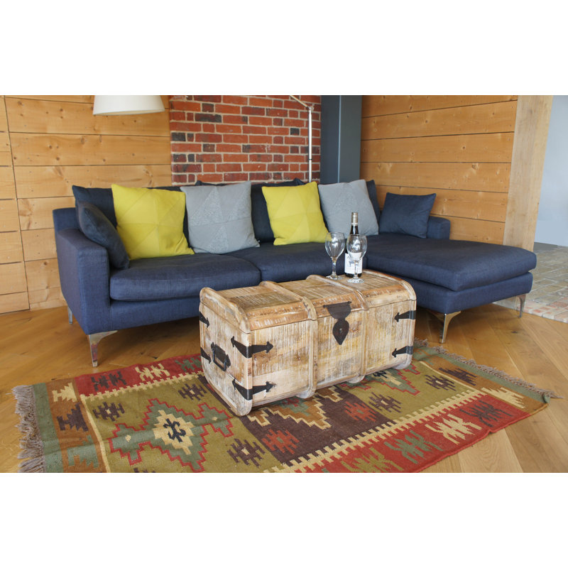 Biswas Solid Wood Block Coffee Table with Storage