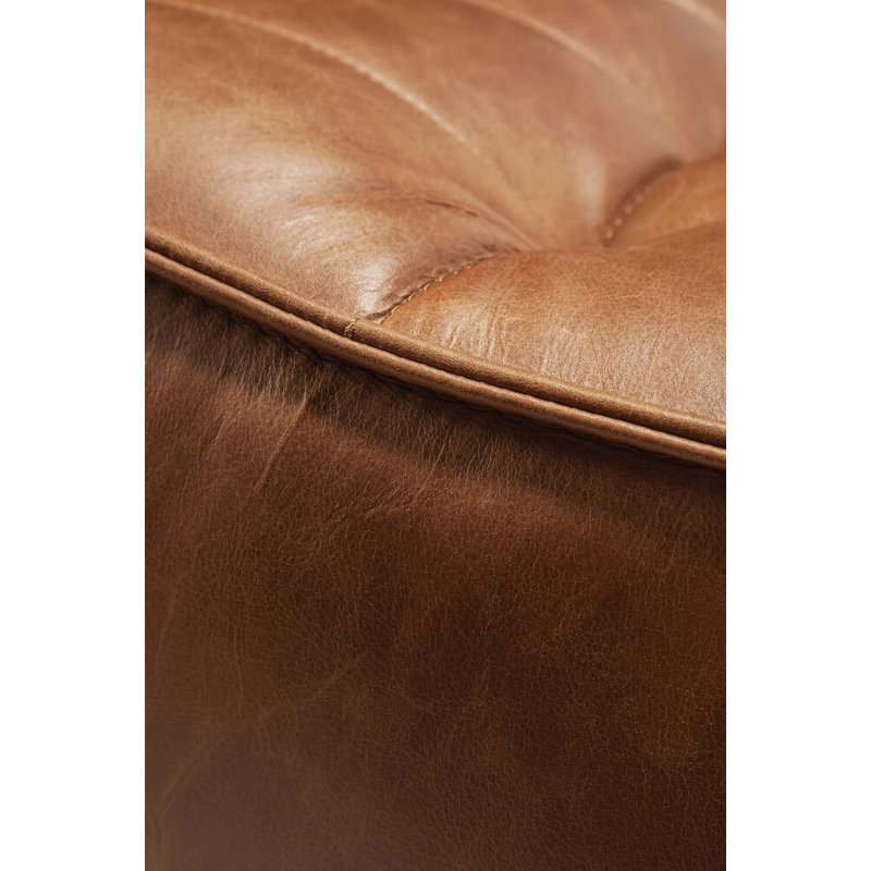 N701 Square Leather Ottoman, Old Saddle