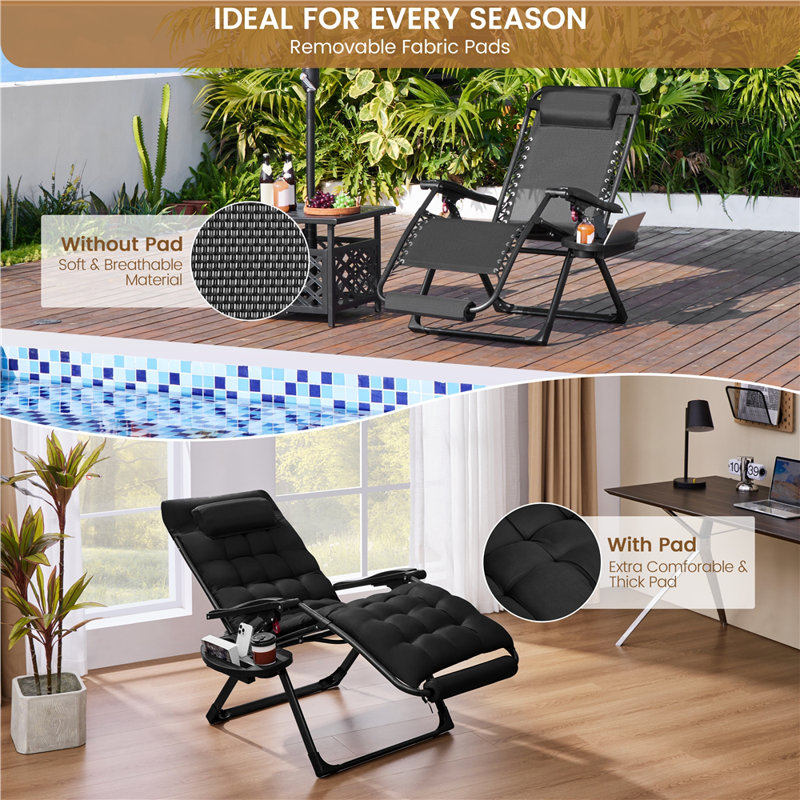 Folding Recliner Chair, Black