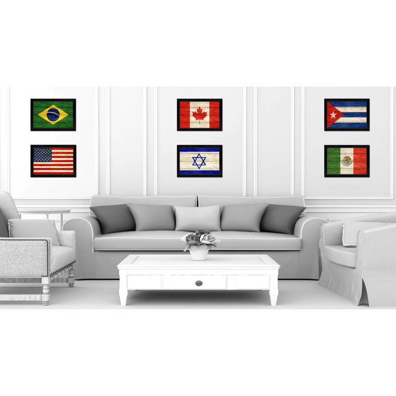 " Israel Country Flag ", 19" H x 27" W x 1" D, Black Framed