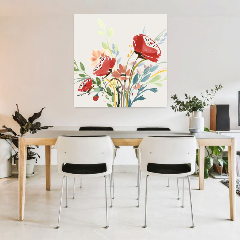 «Vibrant Bouquet In Bloom II», art mural contemporain abstrait, H 36 po x l 36 po