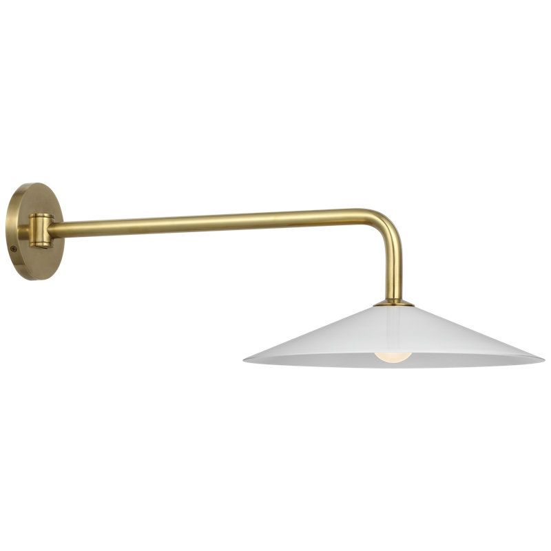 Amber Lewis Ponce 9" Sconce, Hand-Rubbed Antique Brass, White, 8.5" H x 13" W x 23.75" D