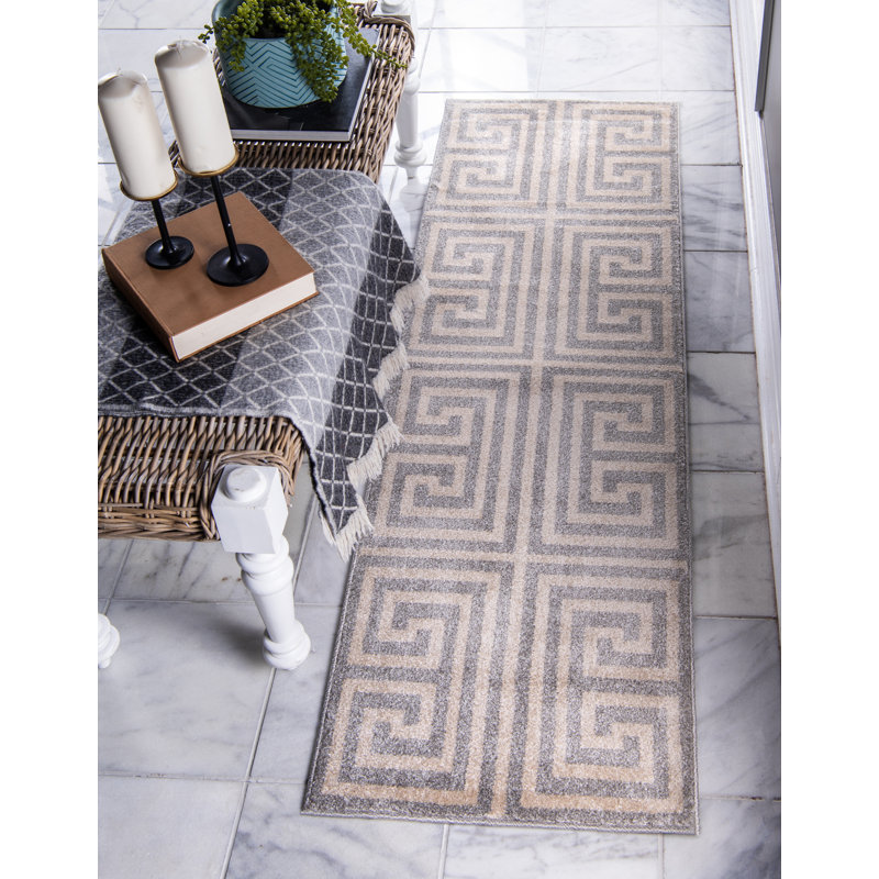 Square Geometric Area Rug, Runner 61 x 183cm