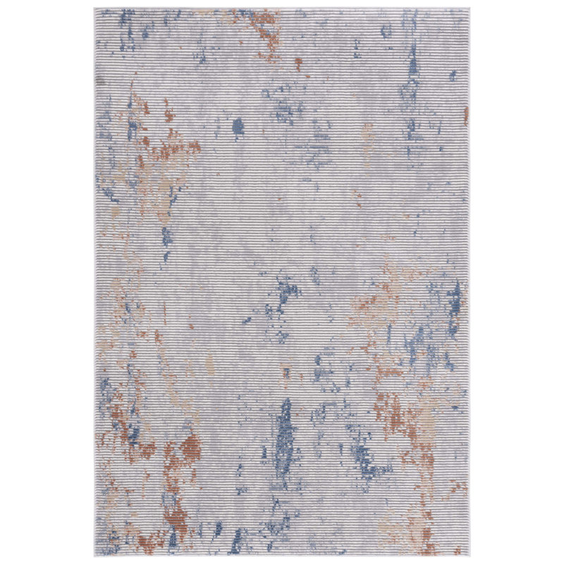 Tapis gris / orange en polypropylène / polyester tissé à la machine Chadae, Rectangle 8 pi x 10 pi