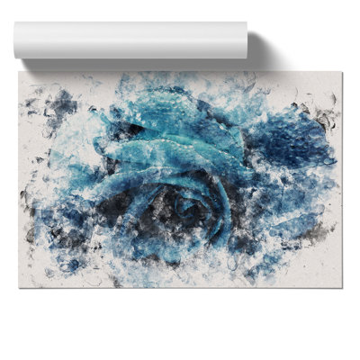 Blue Rose Flower Watercolour - Frameless Print