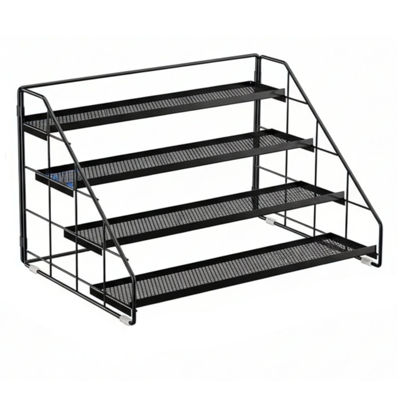 Support à épices réglable à 4 niveaux pour armoire, comptoir ou garde-manger noir