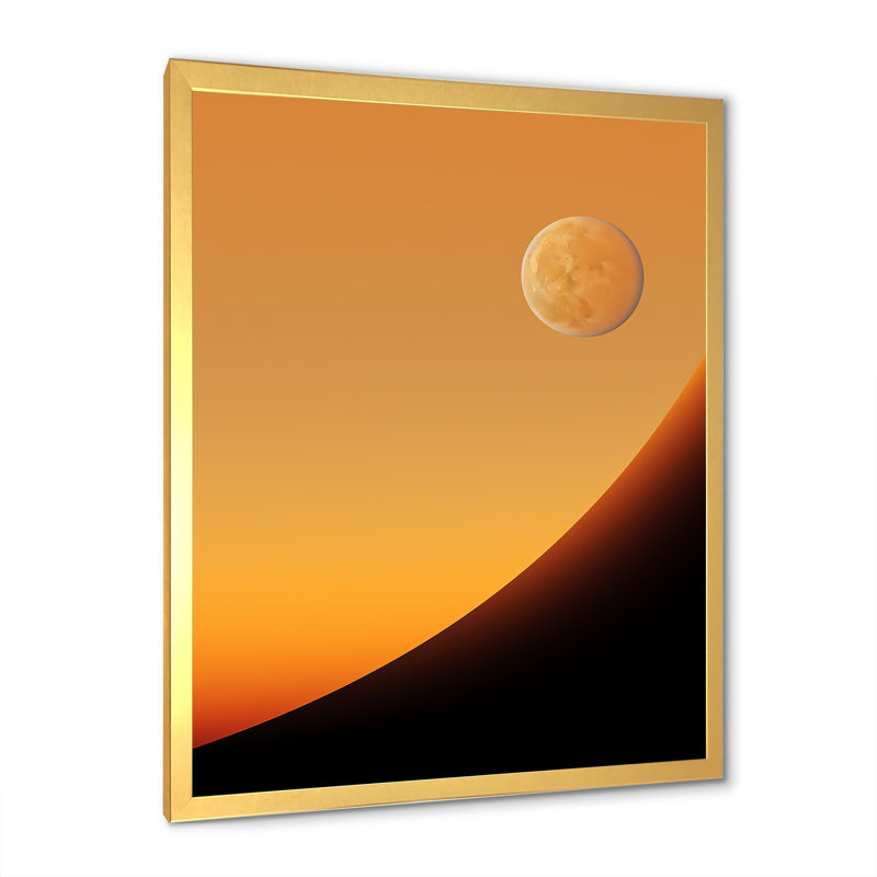 Lune jaune topaze crépuscule, Cadre doré simple, H 32 po x l 16 po x P 1 po