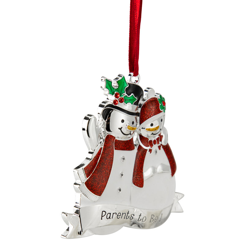 Ornement de Noël 3,5 "plaqué argent avec cristaux European