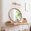 Miroir mural rond ondulé, grand miroir décoratif circulaire encadré en bois pour décor de maison de campagne moderne