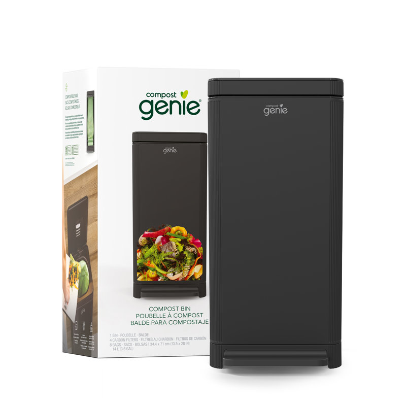 Black Stainless Steel 3.6 Gallon Indoor Compost Bin