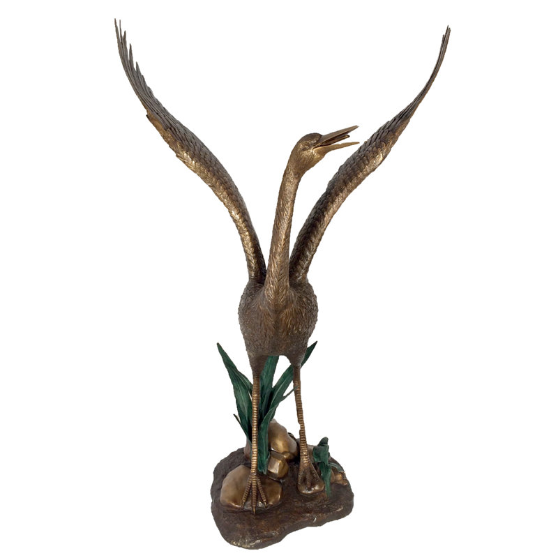 Bronze Flapping Heron Fountain