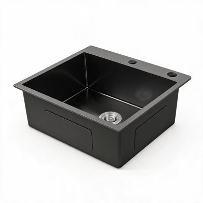 Évier de cuisine à encastrer à cuve en acier inoxydable noir de 58,4 cm x 48,3 cm (23 po x 19 po) avec bonde et crochet aux normes américaines