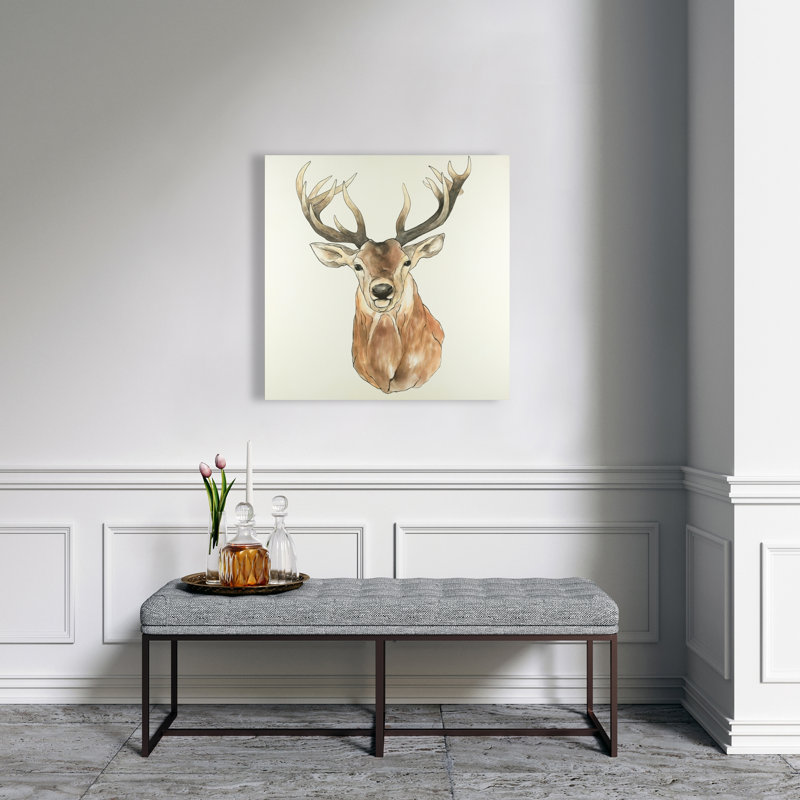 Front Deer Portrait - Rustic Canvas for Holiday Decor
