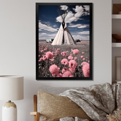Rose et gris, Tipi natal, Serenitys, étreinte Native Tipi Serenitys, étreinte, sur toile