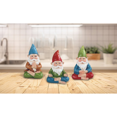 Jilissa 3-PC Miniature Yoga Garden Gnome Figurine 2.25"H Unique Gifts